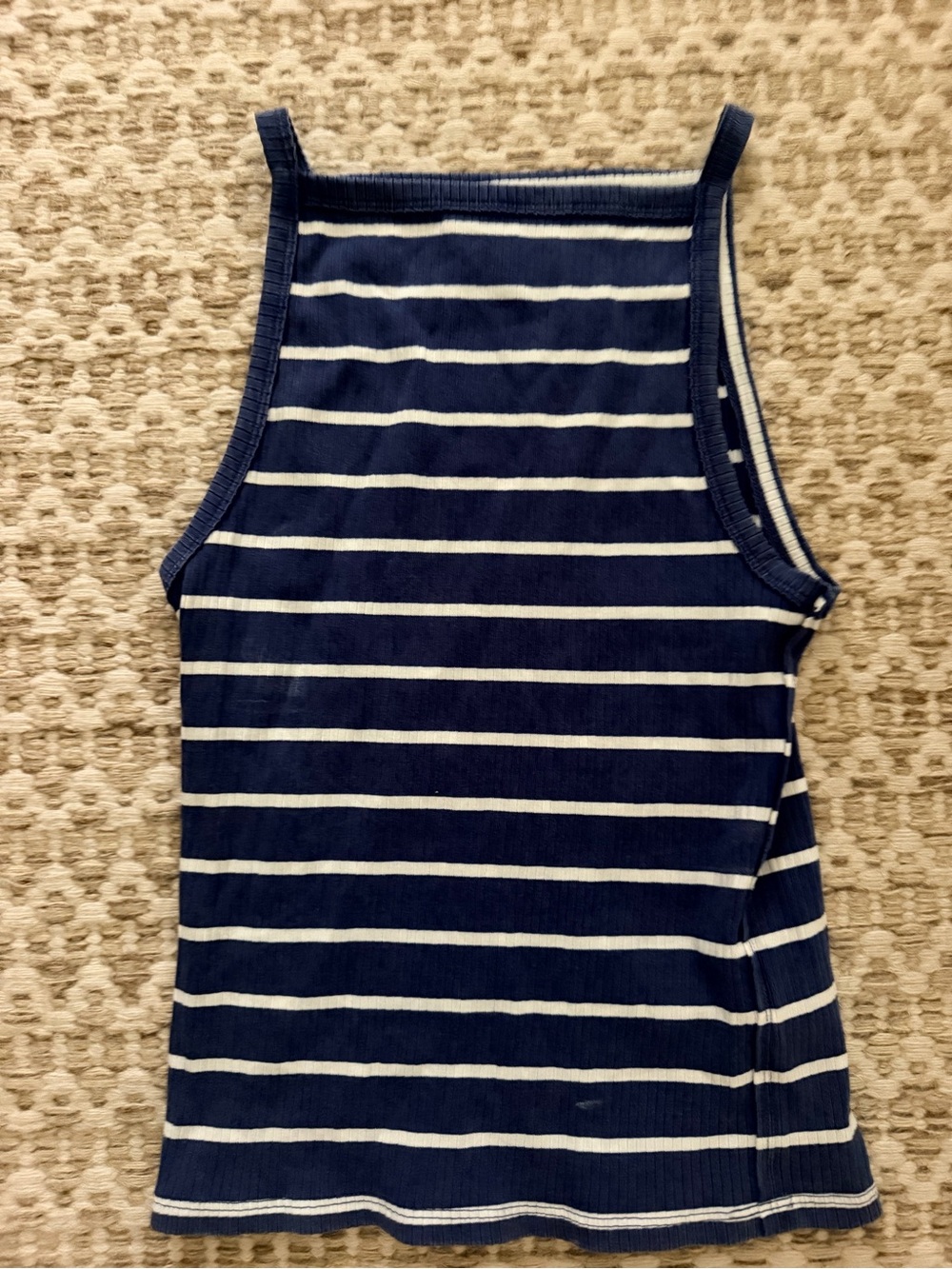 Free People Navy and White Striped Ribbed Tank